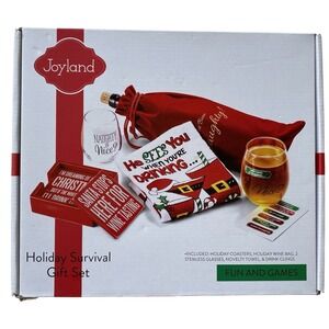 Joyland Christmas Survival Gift Set Novelty Wine 6-pc Box Set Holiday Fun & Game